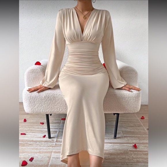 Dresses & Skirts - Batwing Sleeve Pleated Ruched Evening Party Dress